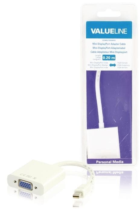 Mini DisplayPort Kaapeli Mini DisplayPort Uros - VGA Naaras 0.20 m Valkoinen