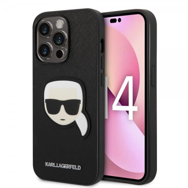 Karl Lagerfeld iPhone 14 Pro Kuori Saffiano Karl Musta