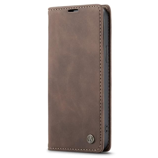 CASEME Retro lompakkokotelo iPhone 14 - tummanruskea