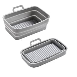 Taitettava neliön muotoinen Air Fryer silikonimuotti 19,5x12,7x7 cm Harmaa