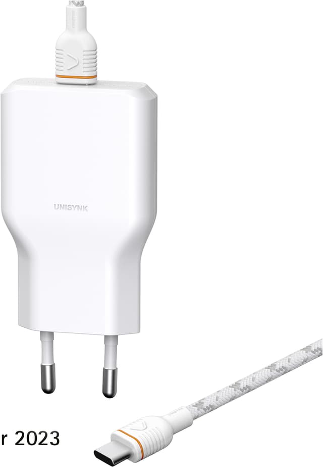 Unisynk G3 36 W USB-C seinälaturi + 2 m USB-C kaapeli (valkoinen)
