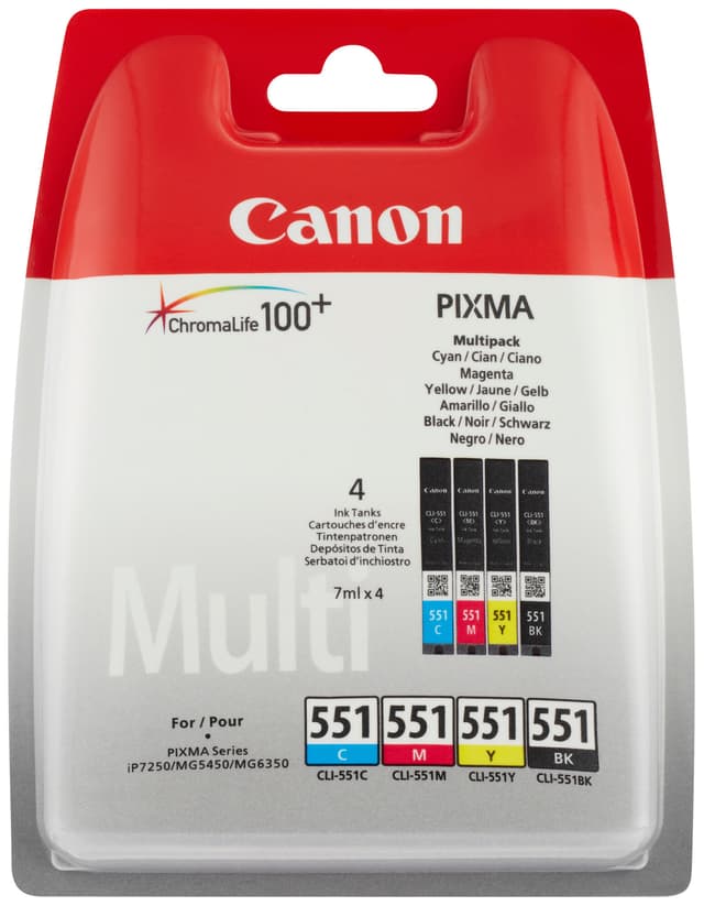 Canon CLI-551CMYK mustekasetti (4 värin monipakkaus)
