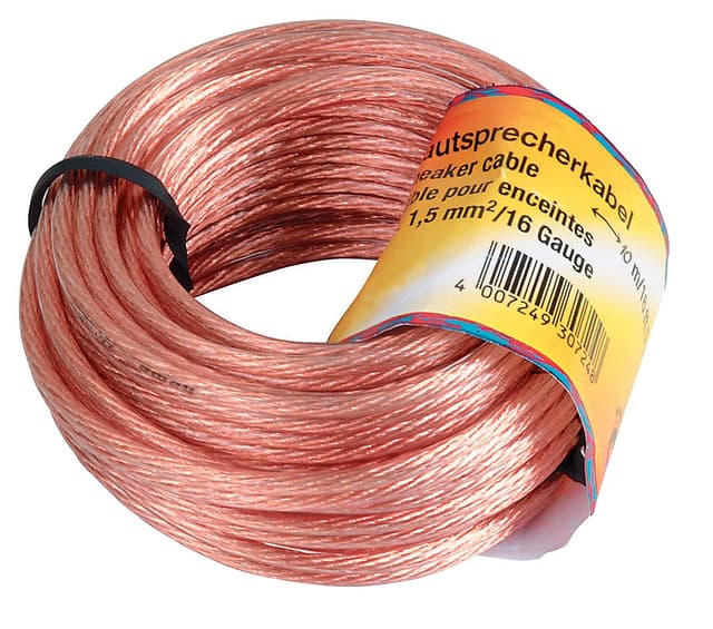 Hama kaiutinkaapeli 2 x 1.5mm² (10m/läpinäkyvä)