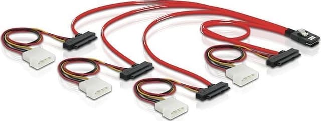 Multilane SAS-kaapeli SFF8087 > 4xSFF8482 & Molex