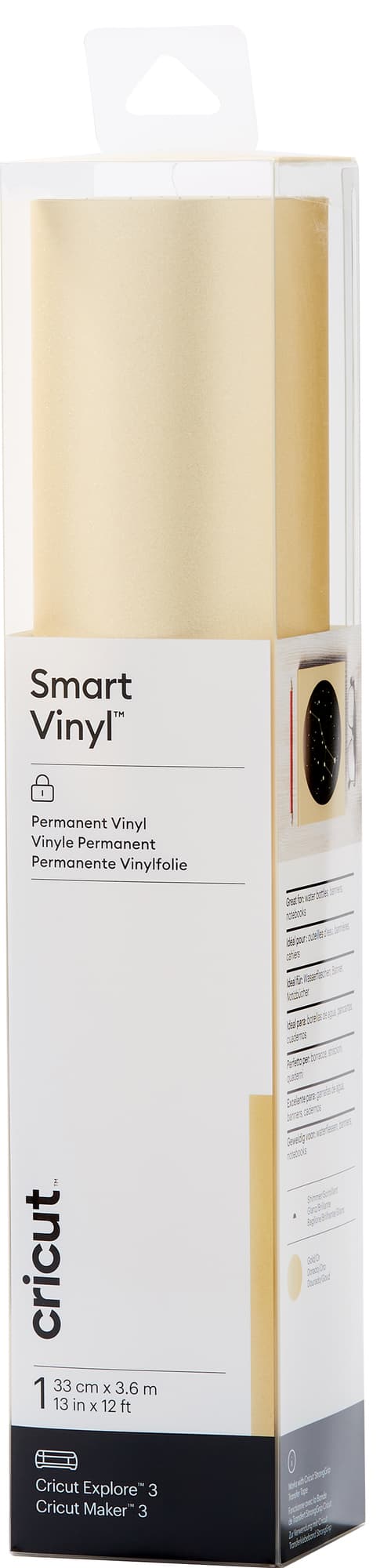 Cricut Smart Vinyl Permanent arkki 33 x 366 cm (kimmeltävä kulta)