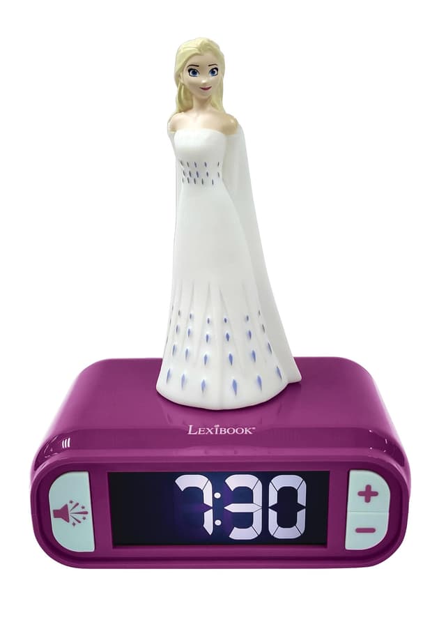 Herätyskello, jossa on yövalo 3D-muotoilu Frozen Elsa ja äänitehosteet