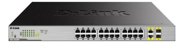D-Link verkkokytkin, 24xRJ45, 2xSFP, Gigabit, PoE, 370W, harmaa