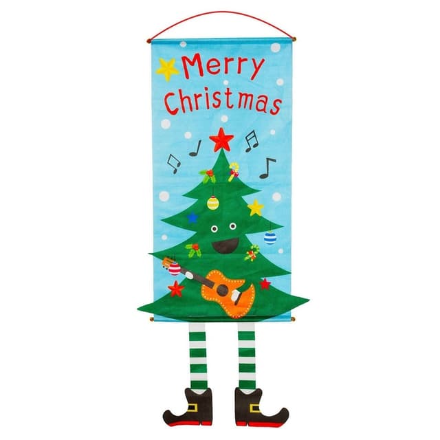 Hyvää joulua Flag Xmas Hanging Banner Door Decor - joulukuusi