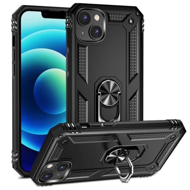 SKALO iPhone 15 Plus Armor Hybridi metallirengas kuori - Musta