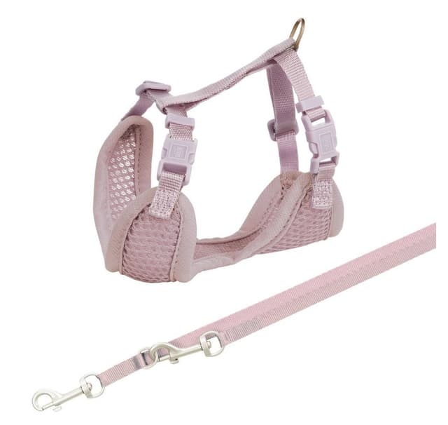 Junioripentujen pehmeät valjaat hihnalla, 26-34 cm/10 mm, 2,00 m, vaalea lila