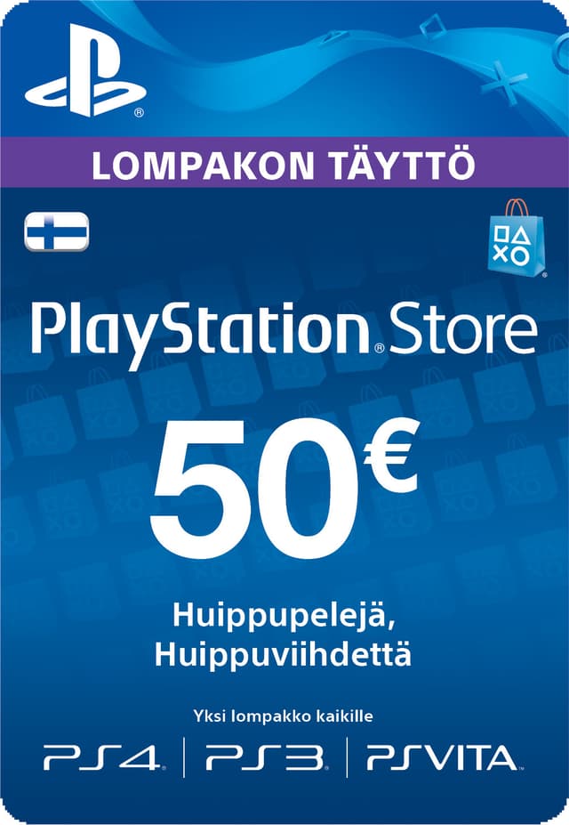 PlayStation Store PSN lompakon täyttö 50 EUR
