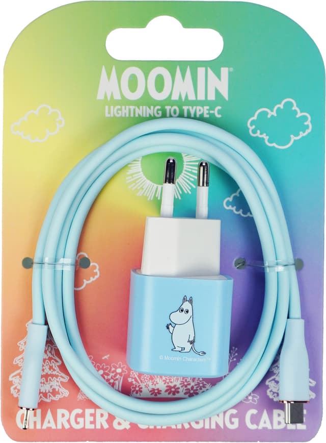 Moomin 20 W Lightning – USB-C seinälaturi 1 m (sininen)