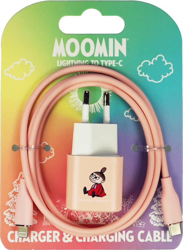 Moomin 20 W Lightning – USB-C  seinälaturi 1 m (pinkki)