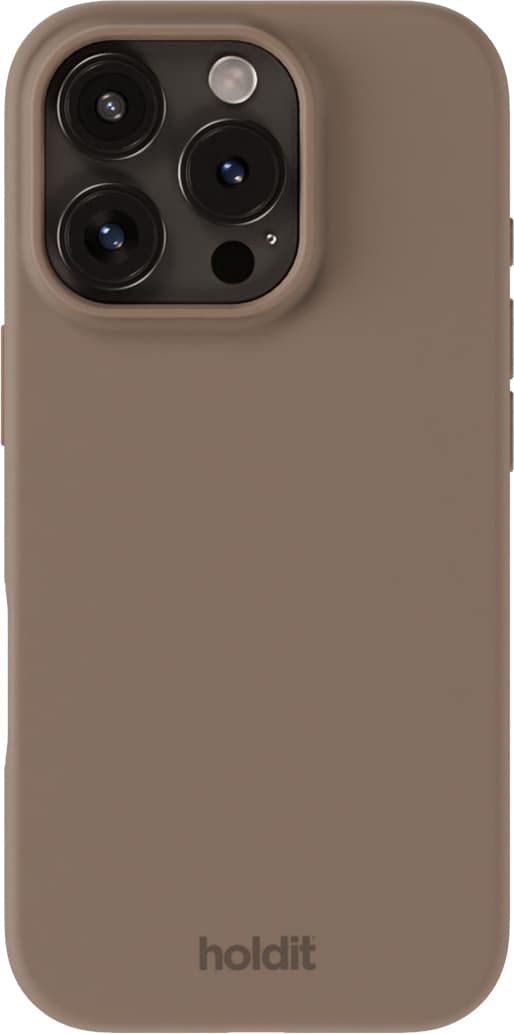 Holdit Silicone iPhone 16 Pro suojakuori (mokkaruskea)