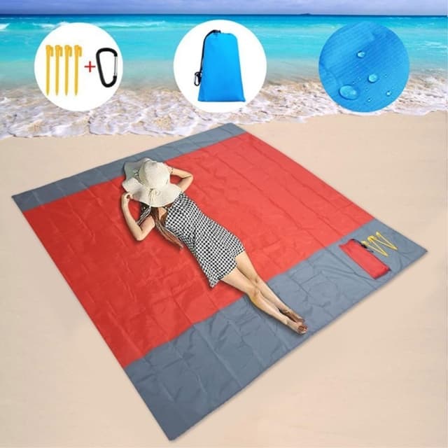 Ranta peitto 210x200cm suuri hiekkakestävä vedenpitävä rantamatto - Punainen