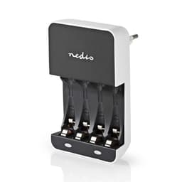 Nedis NiMH akkulaturi AA / AAA | 1.2 V DC | Trickle-lataus | Euro/Tyyppi C (CEE 7/16) | Akun tyyppi: AA / AAA | Musta / Valkoinen