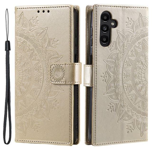 SKALO Samsung A36 5G Mandala Lompakkokotelo - Kulta