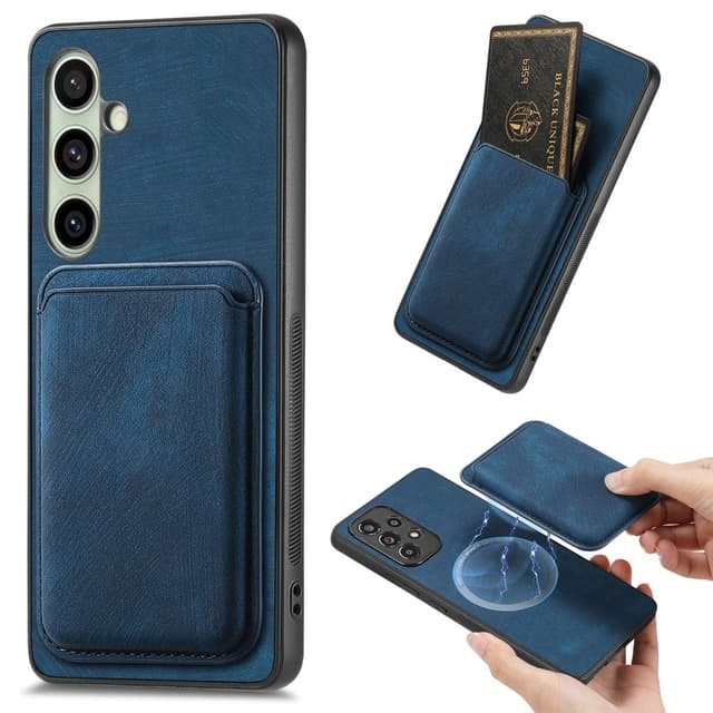 SKALO Samsung A36 5G PU-nahkainen magneettinen korttikotelo Suojakuori - Sininen
