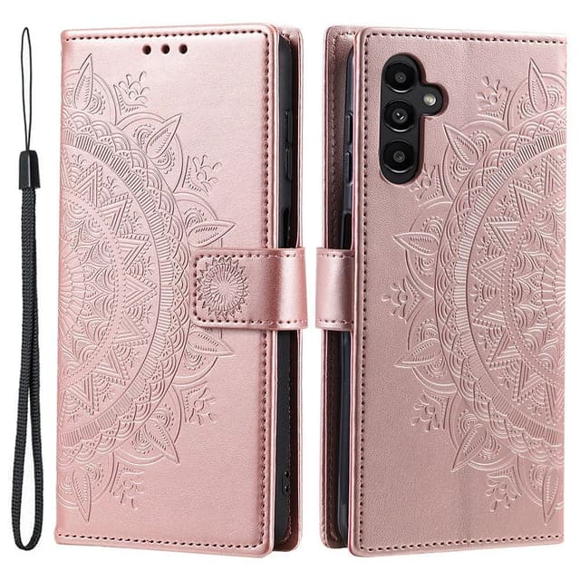 SKALO Samsung A36 5G Mandala Lompakkokotelo - Ruusukulta