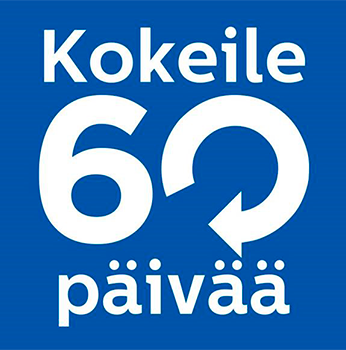 *Voit kokeilla tuotetta kotona jopa 60 päivän ajan. Mikäli et ole tyytyväinen tuotteeseen, voit palauttaa sen Philipsille ja saat rahasi takaisin.