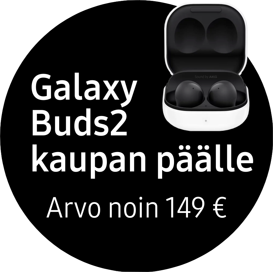 Voimassa Samsung Galaxy Tab A8 oston yhteydessä, ovh. noin 249–329 EUR (koskee ainoastaan tuotteita, jotka on ostettu ja aktivoitu Ruotsissa, Norjassa, Suomessa tai Tanskassa). Tarjous koskee Ruotsissa, Norjassa, Suomessa tai Tanskassa 29.5.2023 ja 2.7.2023 välisenä aikana tehtyjä ostoja. Tarjouksen voi hyödyntää vain yhden (1) kerran kutakin kampanjan kriteerit täyttävää laitetta kohden eikä sitä voi yhdistää muihin tarjouksiin. Tarjous on voimassa seuraavissa jälleenmyyjissä: Elgiganten, Elkjop, Gigantti, Power, Inet, Dustin AB, Electra Sweden AB, EURONICS AB, Mediamarkt, Netonnet, Webhallen, Komplett, Proshop, HI3G, Elko, Telia, TAEKNIVORUR, DNA, Elisa, VeikonKone, Verkkokauppa, TVR, Tele2, Telenor, ELON, Euronics, Yousee, ICE. Tarjouksen hyödyntämiseksi vaadittavan rekisteröinnin voi suorittaa 29.5.2023 ja 31.7.2023 välisenä aikana. Lues lisää: https://www.samsung.com/fi/offer/taba8-buds2-redeem/