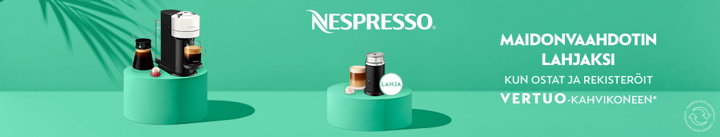 Osta Nespresso Vertuo, saat maidonvaahdottimen kaupan päälle Osta Nespresso Vertuo, saat maidonvaahdottimen kaupan päälle