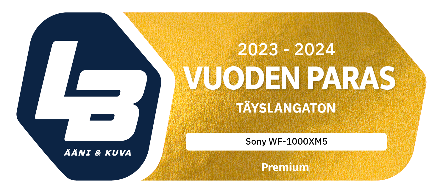 Ääni&Kuva-lehti on valinnut nämä kuulokkeet vuoden parhaiksi täylangattomien premium kuulokkeiden sarjassa 2023-2024! Lue artikkeli alla olevasta linkistä.