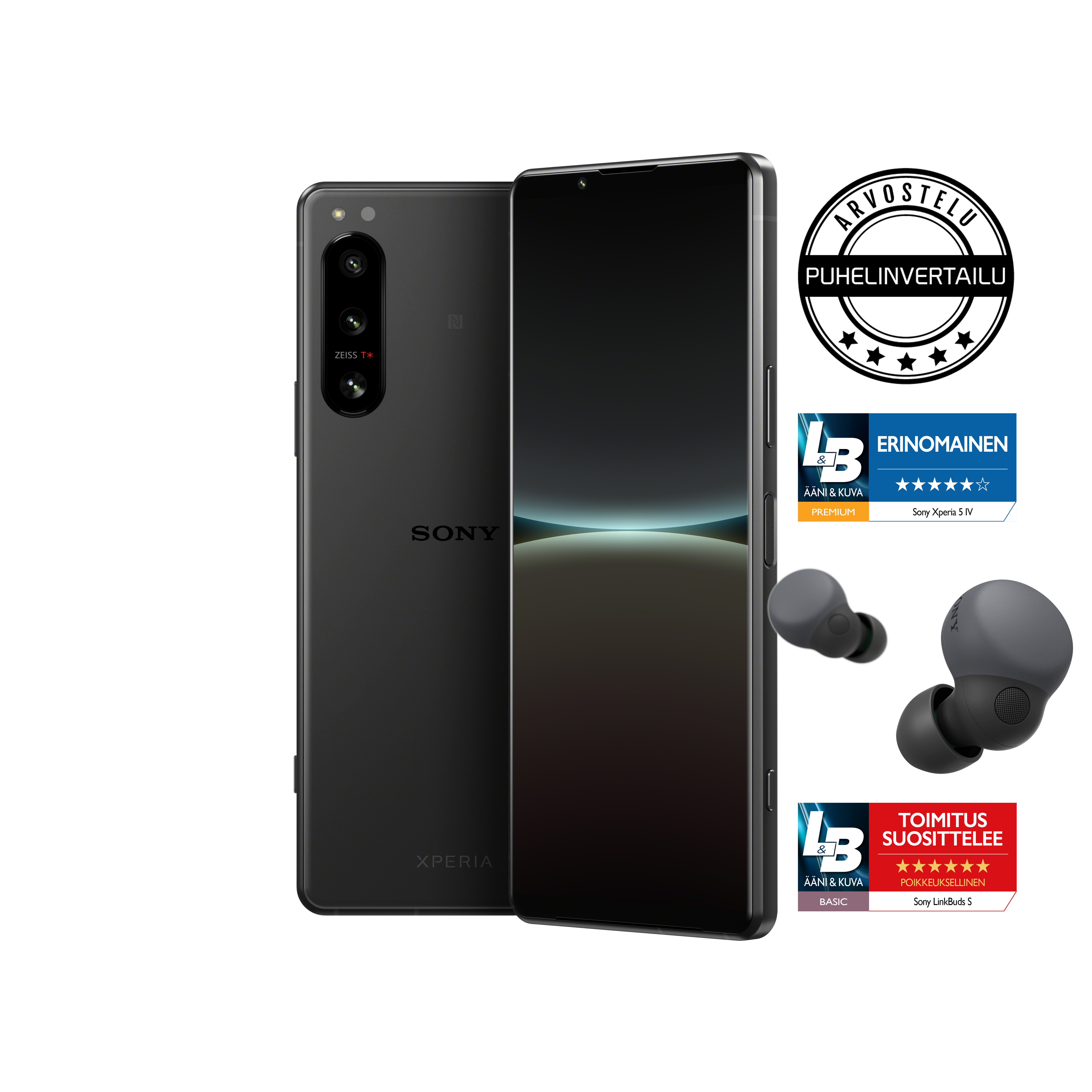 *Ostamalla Sony Xperia 5 IV-puhelimen 3.4.-2.7.2023 välisenä aikana, voit lunastaa itsellesi Sony LinkBuds S-kuulokkeet veloituksetta. Kuulokkeiden lunastus 23.7. mennessä osoitteesta www.xperiacampaign.fi
