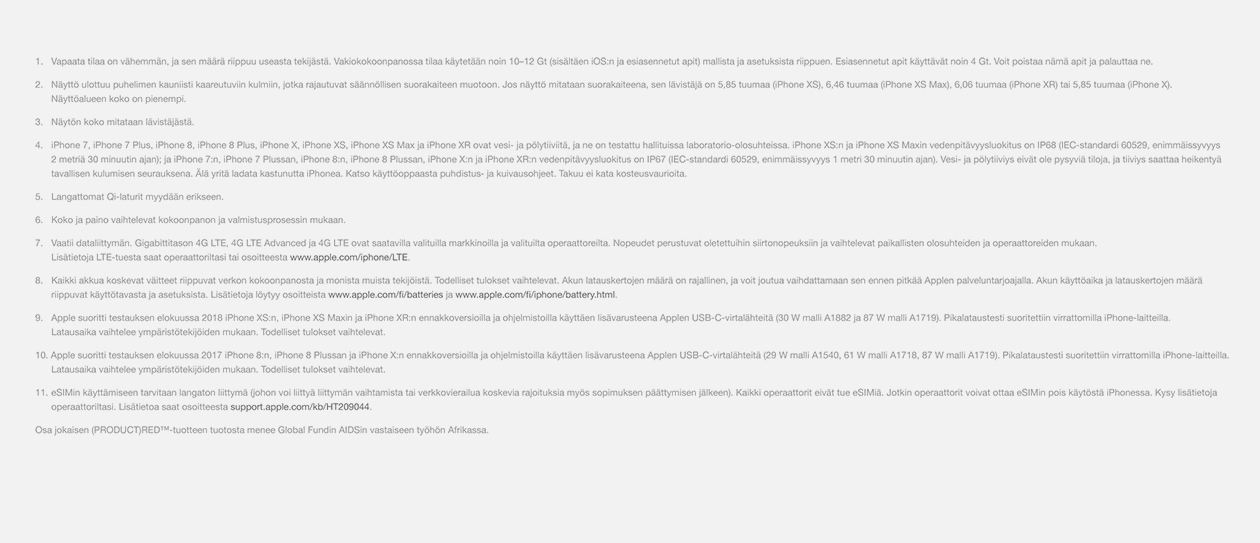 Disclaimer – Gigantti auttaa vertailemaan iPhone-malleja