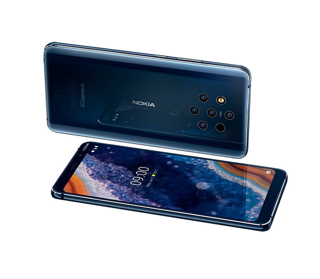 Nokia 9 Pureview -puhelimen etu- ja takakansi Nokia 9 Pureview -puhelimen etu- ja takakansi.