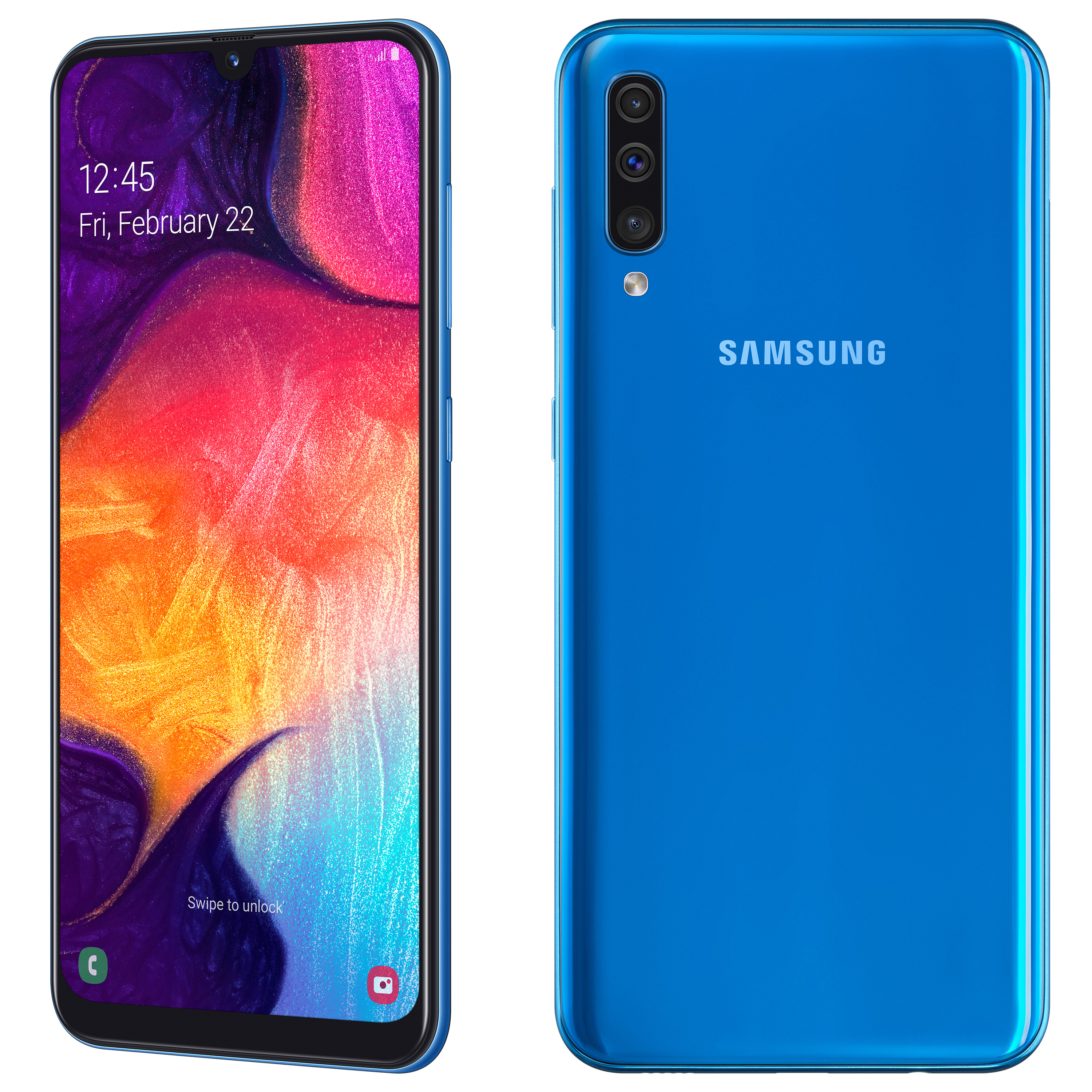 6,4 tuuman Super AMOLED-näyttö Sininen Samsung Galaxy A50 -älypuhelin