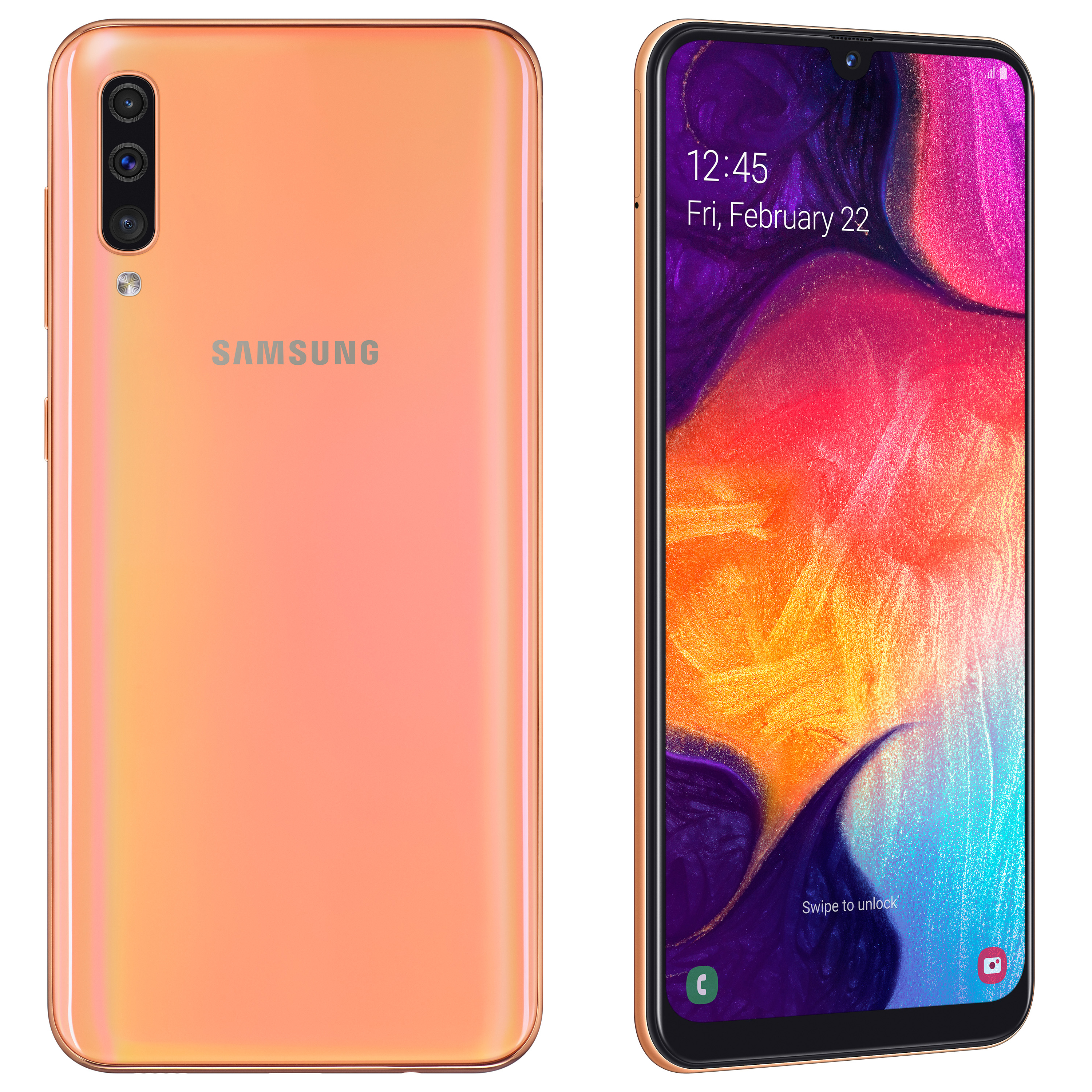 Samsung Galaxy A50 on suorituskykyinen Helmiäisen värinen Samsung Galaxy A50 -älypuhelin