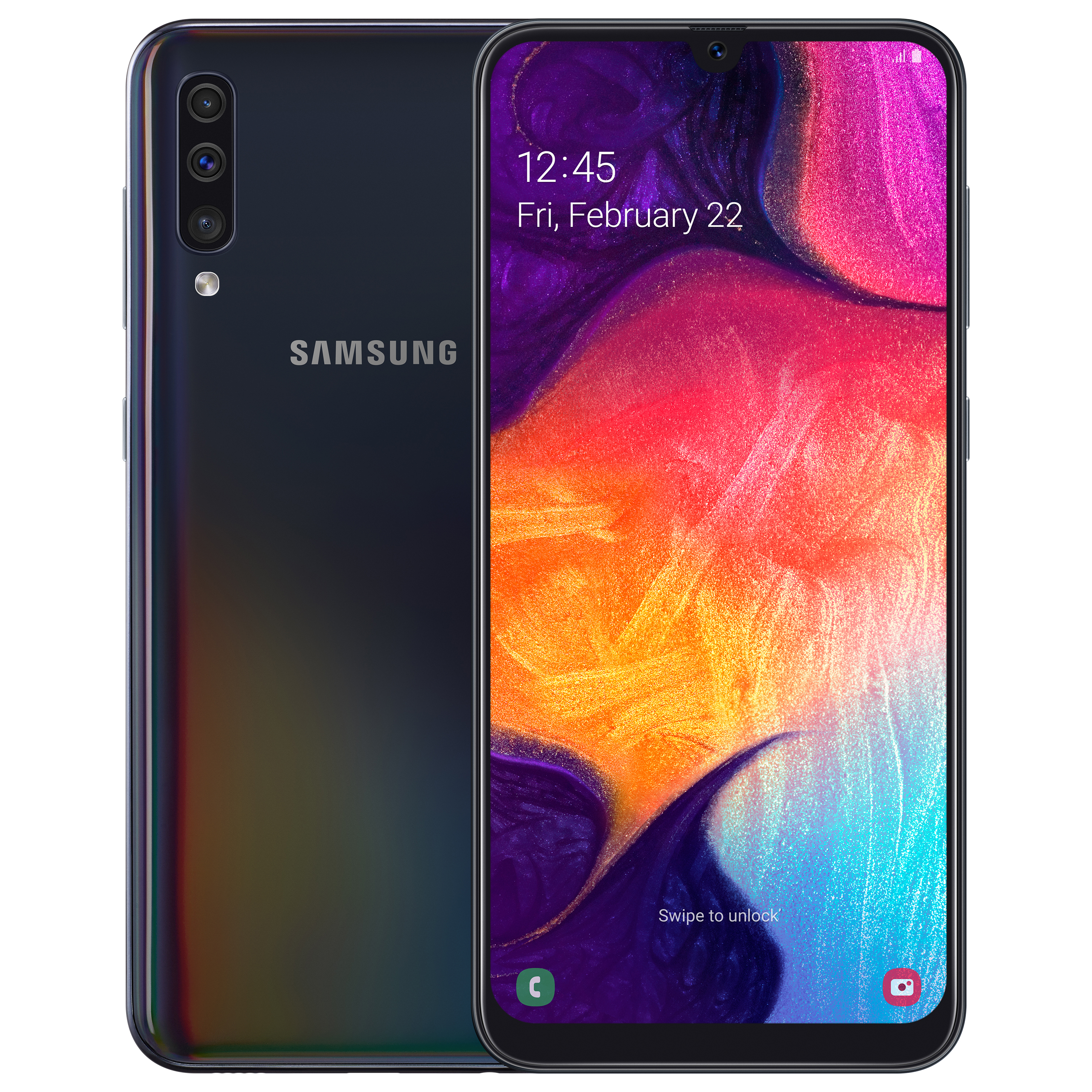 Samsung Galaxy A50 ja laadukas kamera Musta Samsung Galaxy A50 -älypuhelin