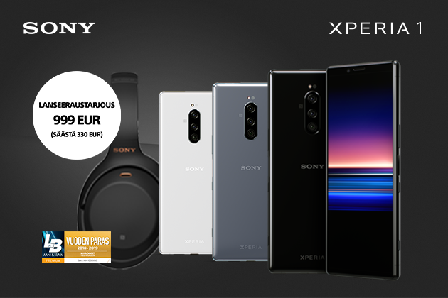 Osta Sony Xperia 1 ja saat alennusta Sony WH-1000XM3 -kuulokkeista Sony Xperia 1 ja Sony WH-1000XM3