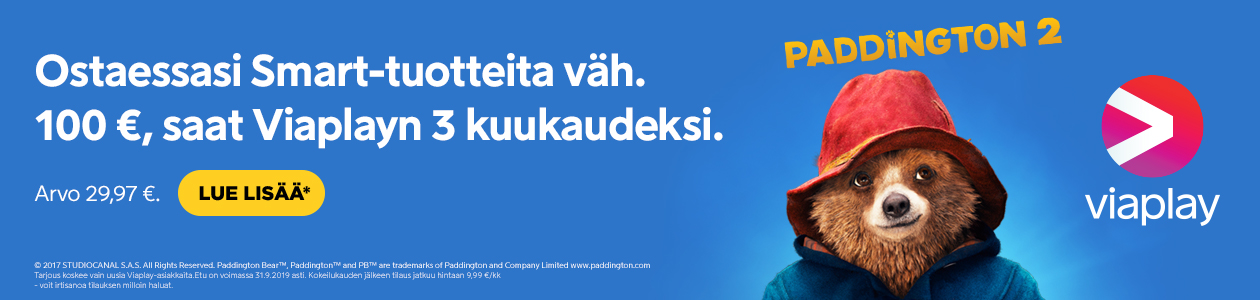 Osta ennalta valittuja 100 euron arvoisia tuotteita - saat Viaplayn 3 kuukaudeksi Osta ennalta valittuja 100 euron arvoisia tuotteita - saat Viaplayn 3 kuukaudeksi