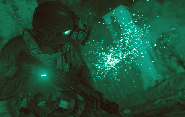 Yötehtävät ovat tyypillisiä Call of Duty -pelissä Sotilas seinän takana pimeässä Call of Duty -pelissä