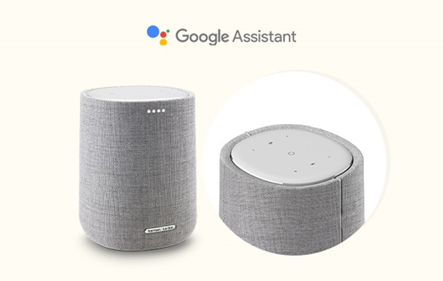Google Assistant -virtuaaliavustajan avulla voit helposti ohjailla langattomia Citation-kaiuttimia äänelläsi Kaksi Citation-kaiutinta, joiden yläpuolella on Google Assistant -logo ja teksti