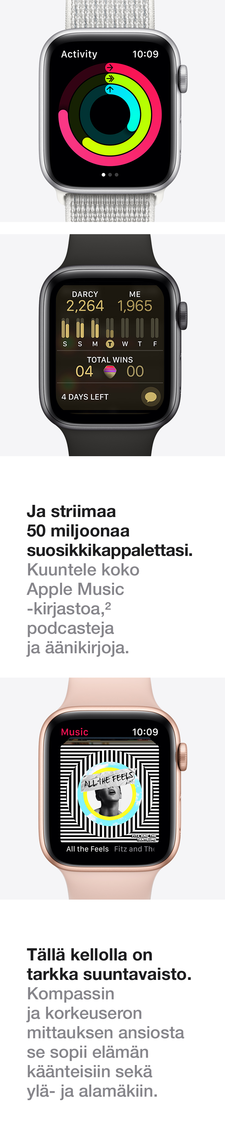 Apple Watch kertoo suunnan ja mittaa korkeuseron, joten pysyt aina reitillä.