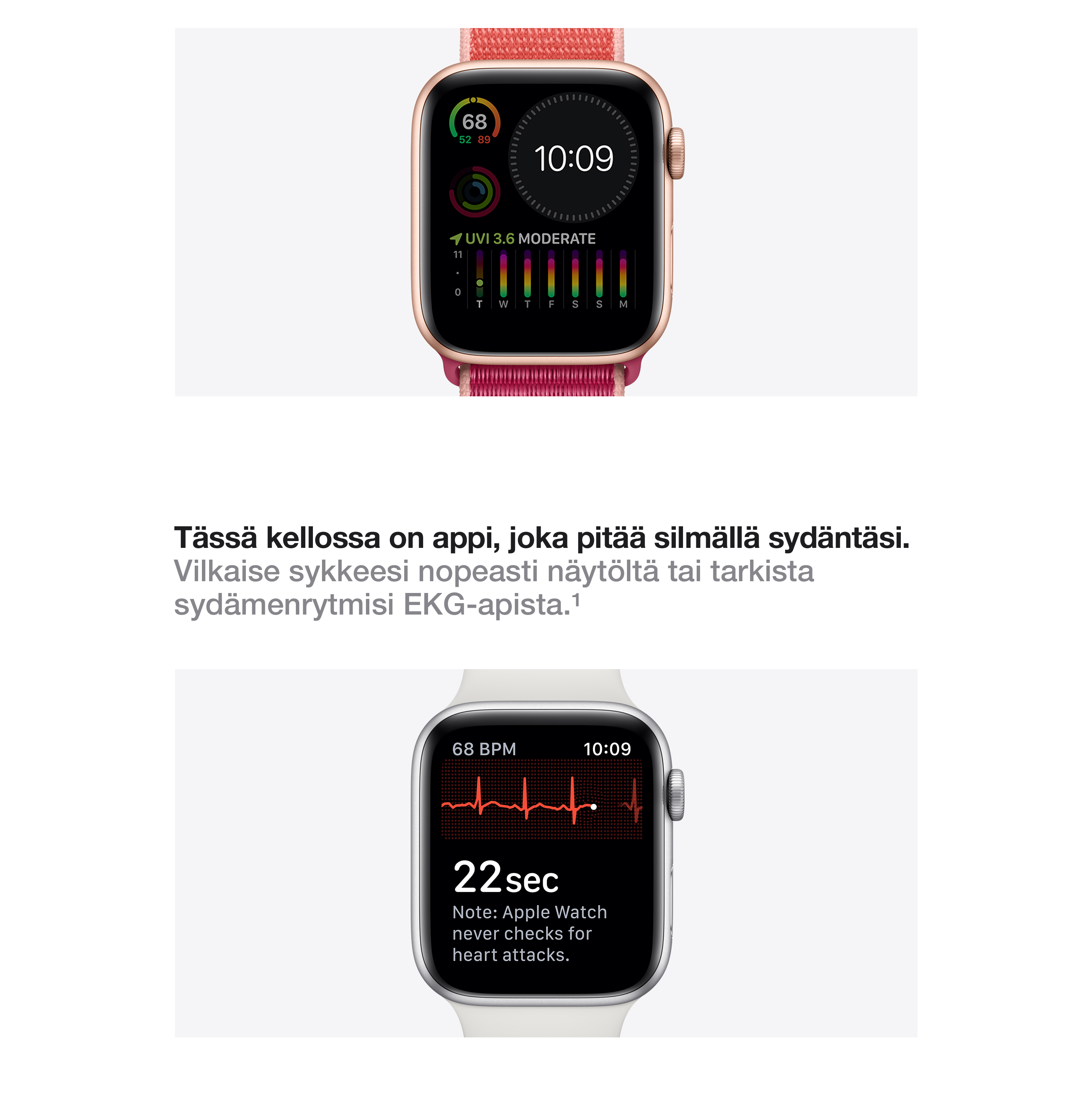 Apple Watch Series 5:n EKG-appi seuraa sykettäsi.