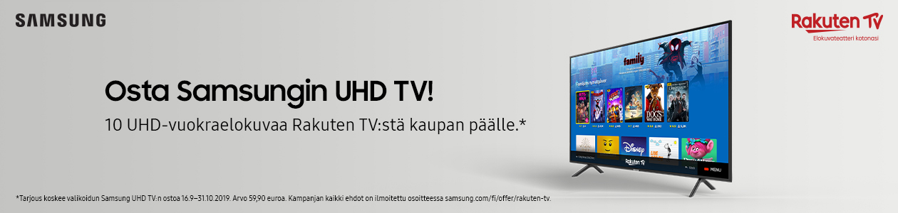 Osta Samsungin UHD TV – saat 10 UHD-vuokraelokuvaa kaupan päälle Samsung UHD-TV-kampanja