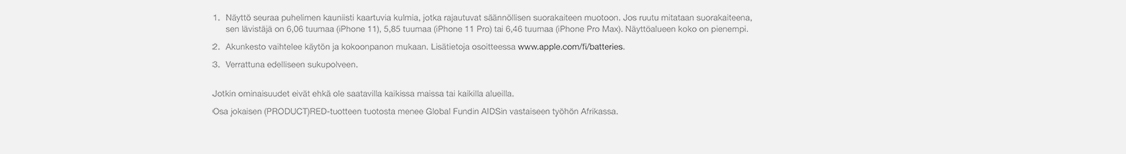 Tärkeää tietoa iPhone 11 -puhelimestasi