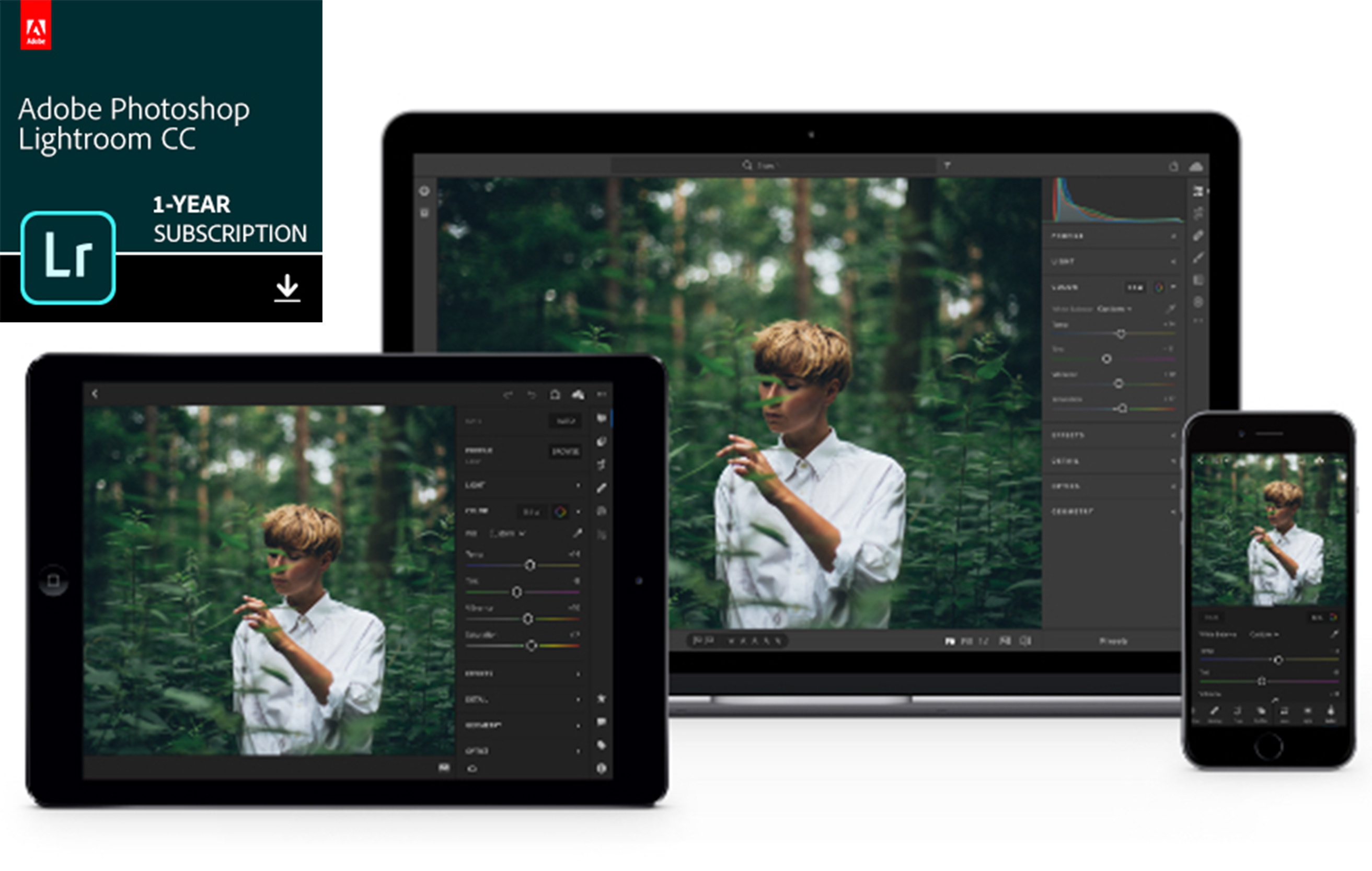 Lightroom CC – vaivatonta kuvamuokkausta Lightroomia voi käyttää tietokoneella, tabletilla ja puhelimella.