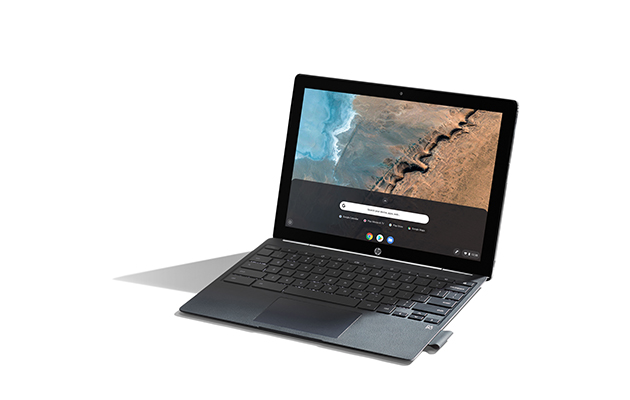 Ajantasaiset turvallisuusominaisuudet Chromebook viistosti ylhäältä