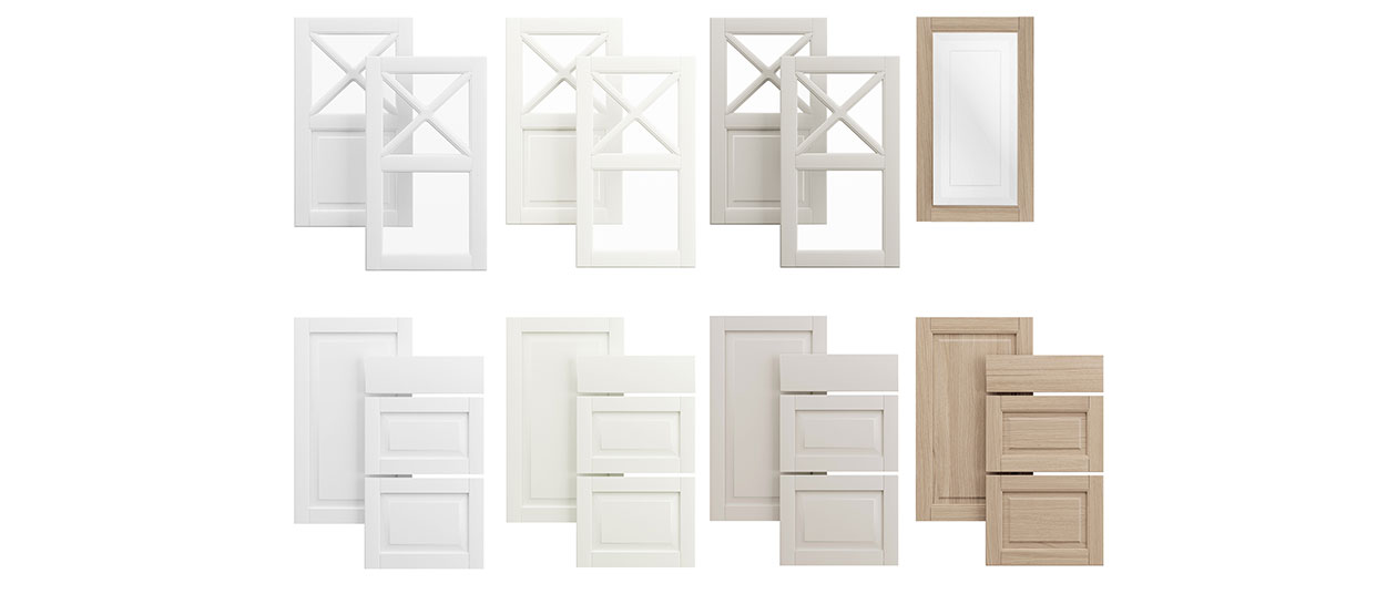 Fasett Classic White, Offwhite, Grey ja Natural Oak Epoq Fasett -etulevyt