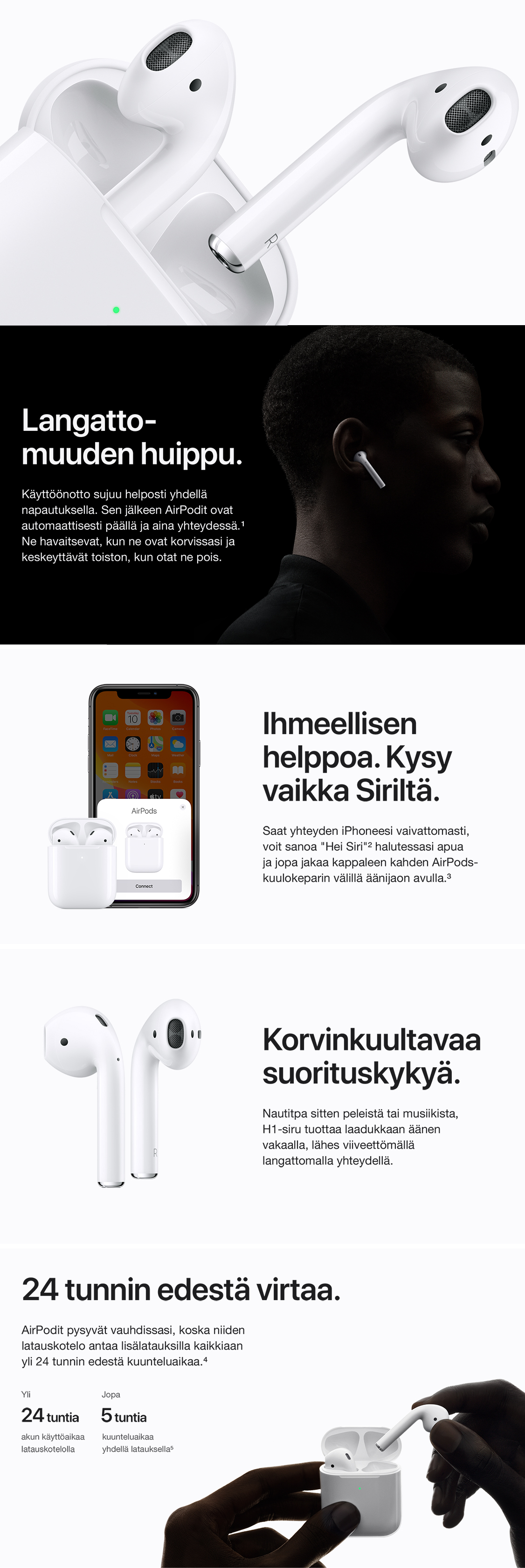 AirPods ovat langattomuuden huippu AirPods-kuulokkeiden ominaisuudet
