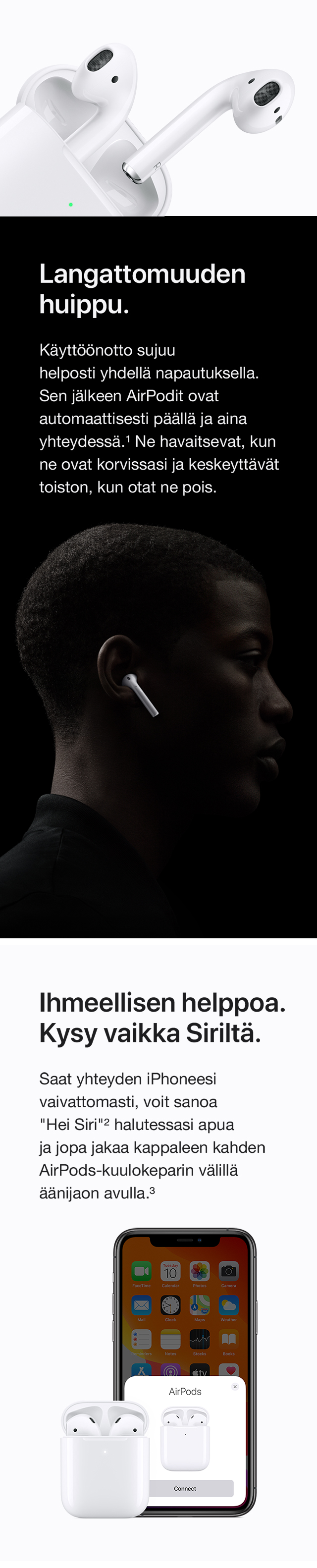 AirPods ovat langattomuuden huippu AirPods-kuulokkeiden ominaisuudet