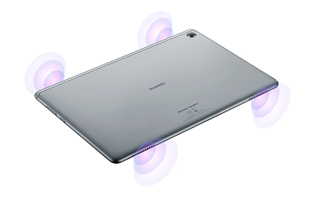 Huawei MediaPad M5 lite - Vakiovarusteena vaikuttava ääni Huawei MediaPad M5 lite on varustettu neljällä tehokkaalla kaiuttimella.