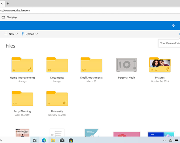 Henkilökohtainen suojaus OneDrive-säilön näkymä