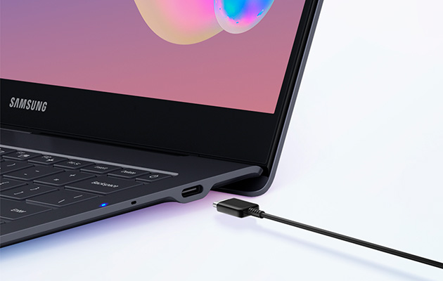 Samsung Galaxy Book S tarjoaa jopa 17 tunnin käyttöajan. Samsung Galaxy Book S ladataan USB-C-laturilla
