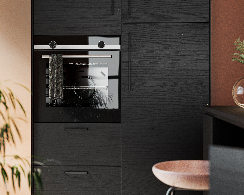 Epoq Edge Ash Black -kjøkken Edge Black Ash kjøkken med ovn